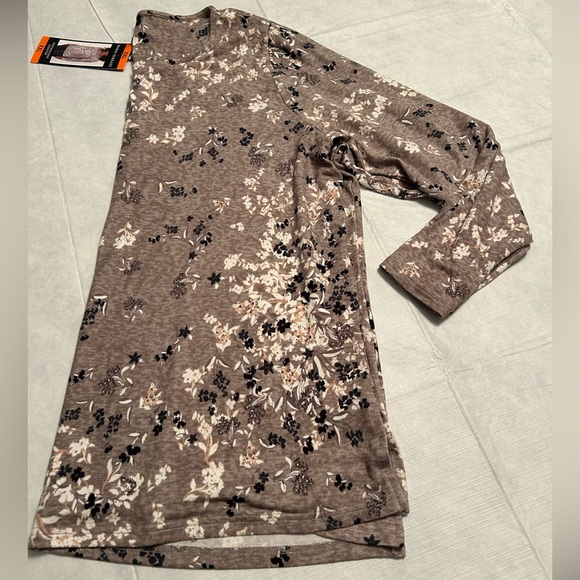 Mario Serrani Taupe Floral Long Sleeve Top - Picture 4 of 6